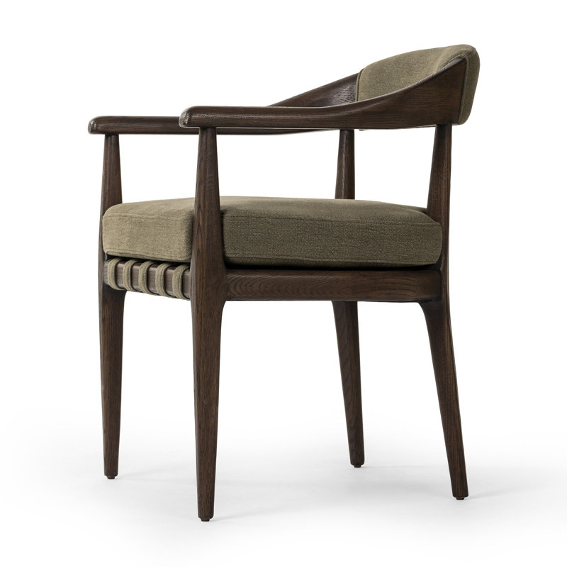 Clendon Leather Arm Chair, Laken Stone Linen