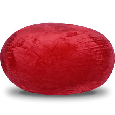 Velvet Bean Bag Chair, 3Ft Red. Chair For Cozy Moments. Washable, Inviting. Filled With Shredded & Memory Foam. Double-Stitched. Made In Red Bag. Bedroom Comfort. Stretchable. Produced