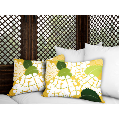 Floral Outdoor Reversible Throw Pillow
