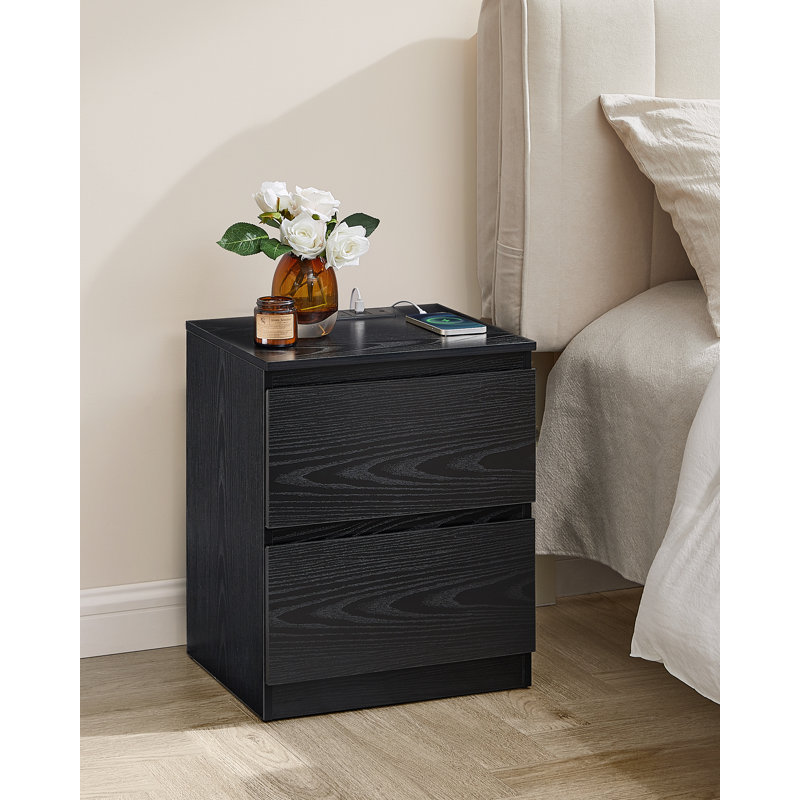 KAILYN Collection - Nightstands With Charging Station, Set Of 2 Bedside Tables With Drawers, Side End Tables, 2 AC Outlets, 2 USB Ports, For Living Room, Bedroom, Study