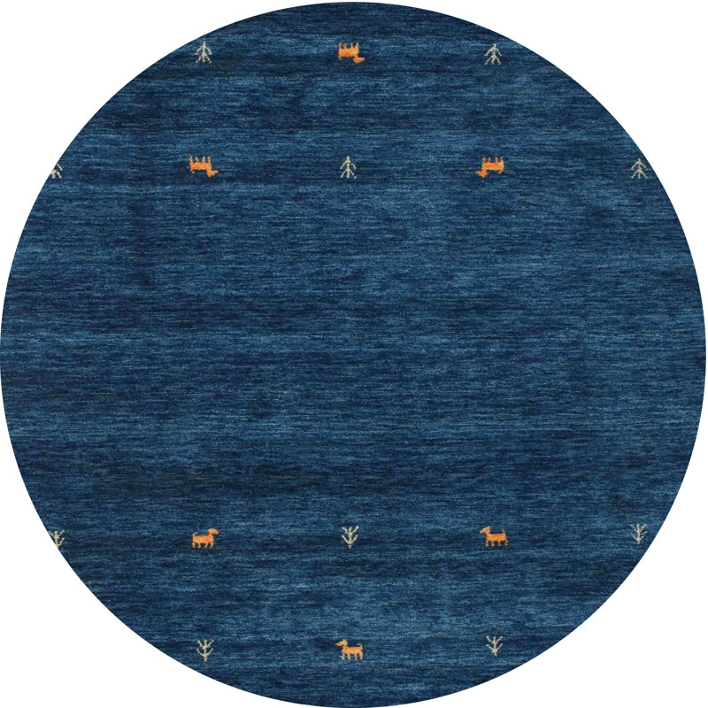Tapis de zone bleu marine contemporaine, Rond 4 pi