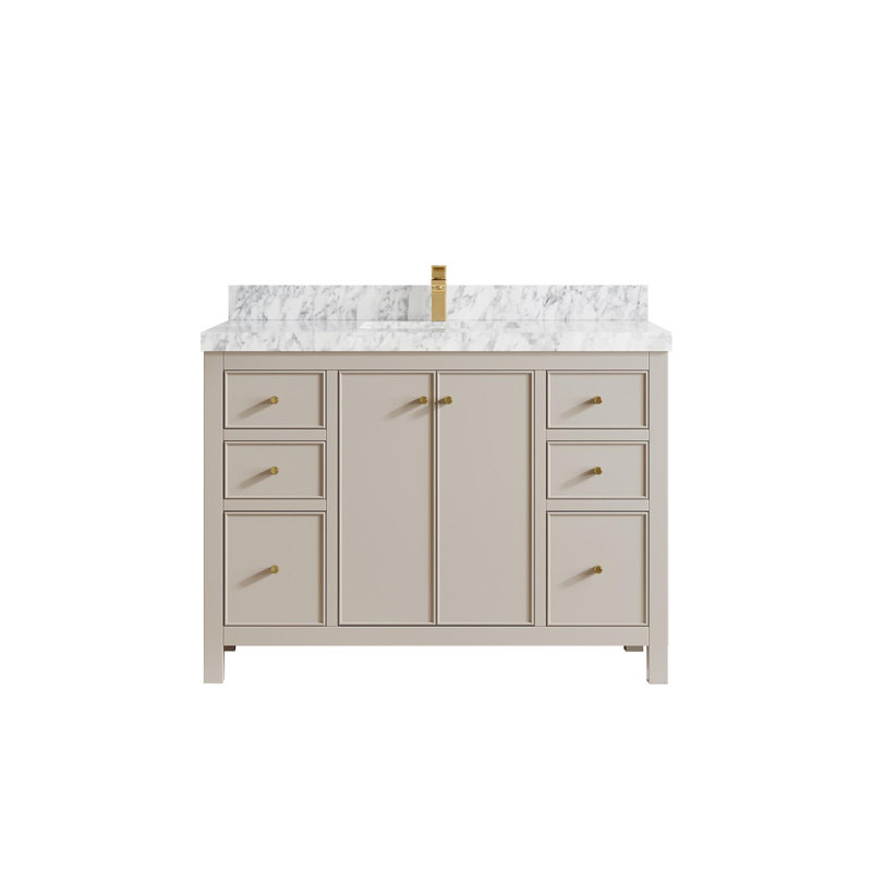 Meuble-lavabo simple 48 po avec plateau en marbre Chicago