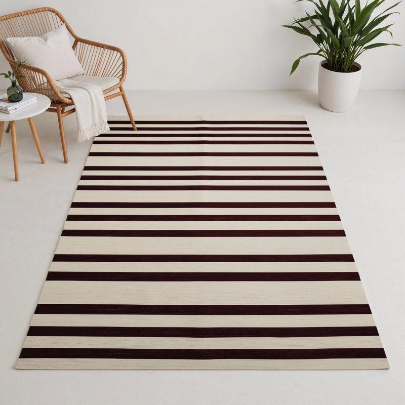 HorizontalStripes Beige Indoor and Outdoor Area Rug, Rectangle 9' x 12'
