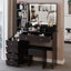 Meuble-lavabo de 41 po de large côté avec tabouret rembourré et très grand miroir à DEL-379779951