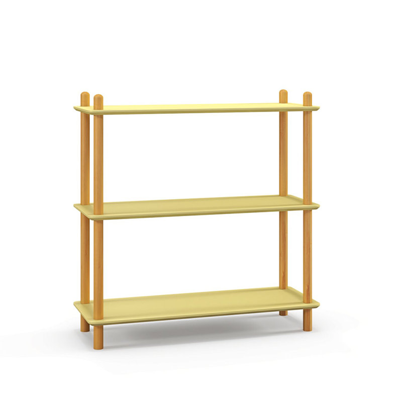  3-Tier Bamboo Freestanding Shelf Unit, Multifunctional Open Shelf Bookcase Display Stand, Yellow