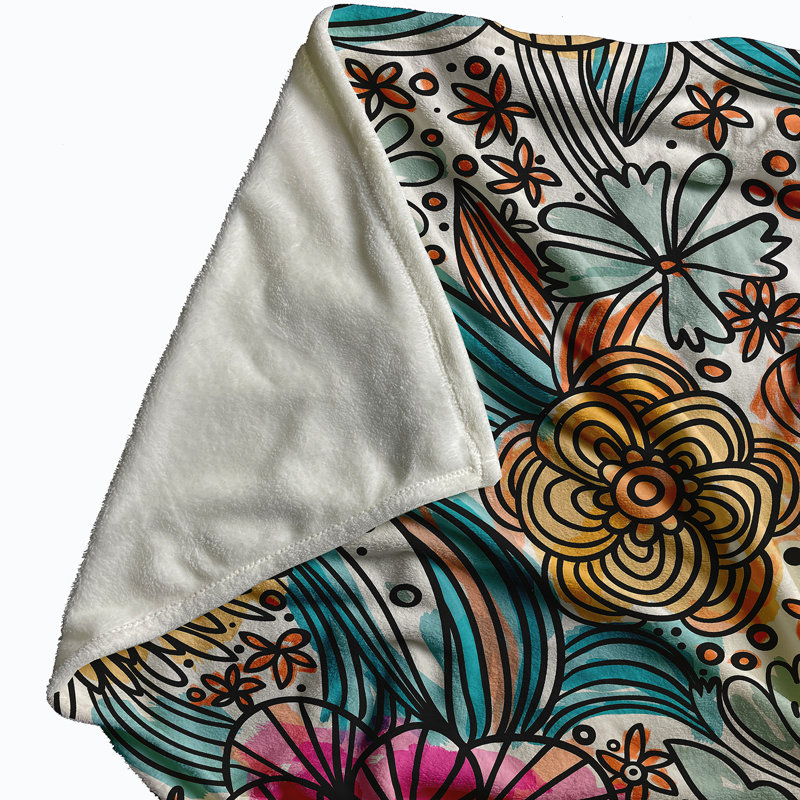 Couverture polaire Flower Melange, L 30 po x L 40 po, Orange