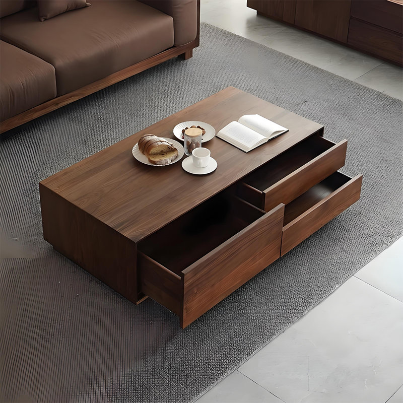 Table basse 51,18 po en bois massif brun de style médiéval