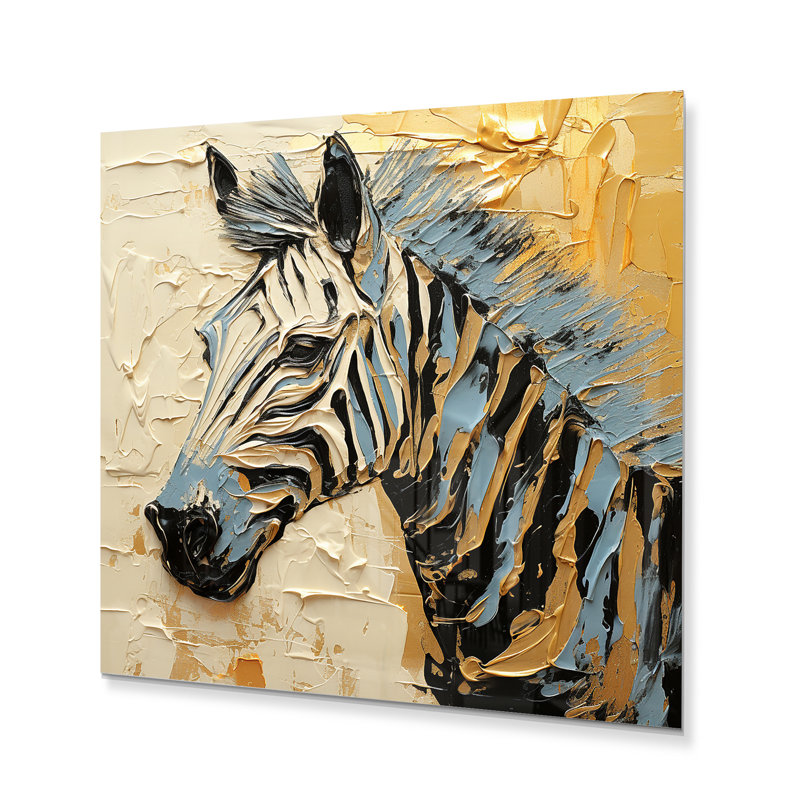 Reproduction d'art en métal noir et jaune zèbre, H 16 po x l 16 po x P 1 po
