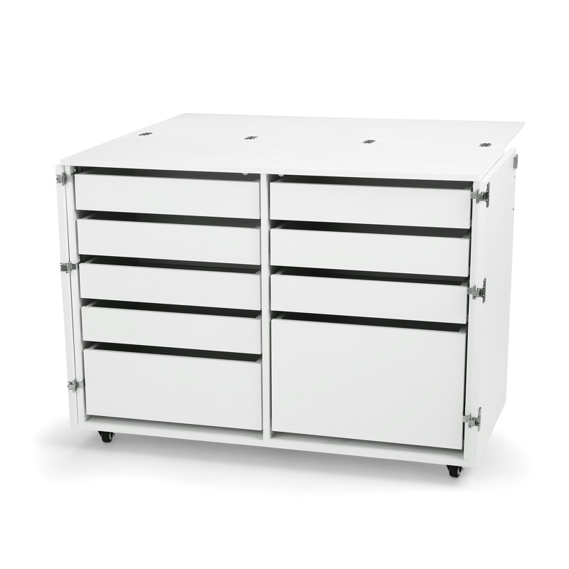 White Ash Portable Sewing and Craft Storage Cabinet with 9 Drawers