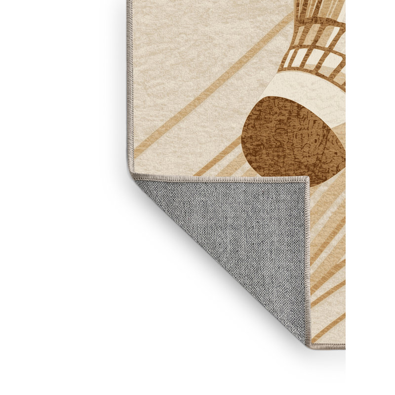 Tapis minimaliste olympique beige en lin lavable à la machine Paxton Badminton, 3 X 5
