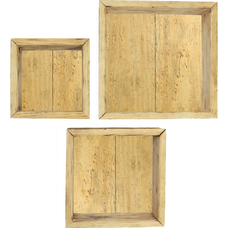 Square Cube Shelf with Adjustable Shelves, Natural Barnwood