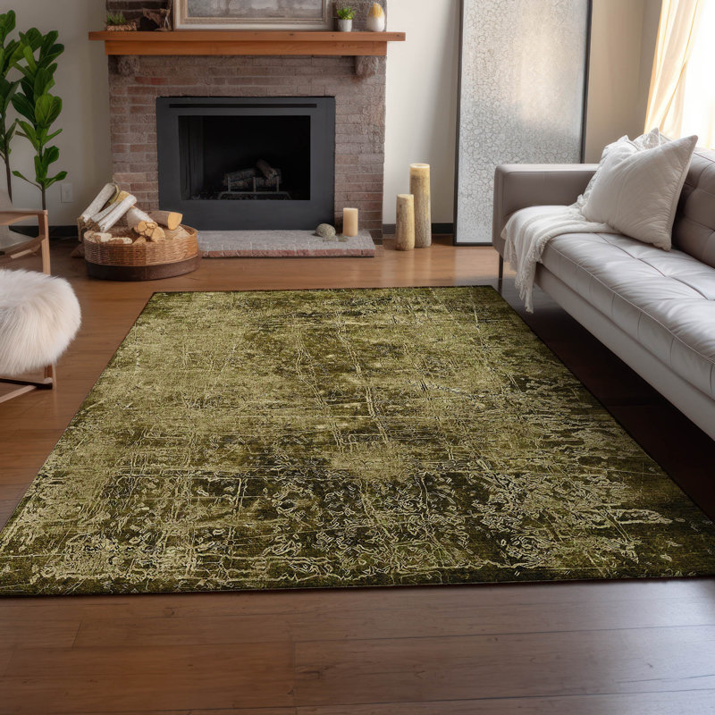Premium Machine Washable Cerrito AMF559 Brown Rug, Rectangle 8' x 10'