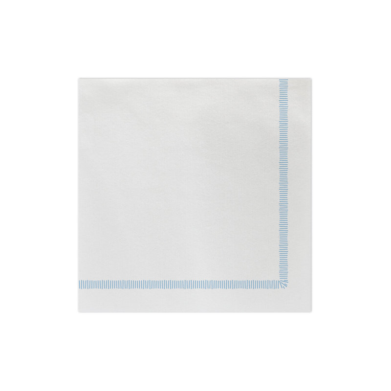 Papersoft Napkins Fringe Dinner Napkins, White/Light Blue