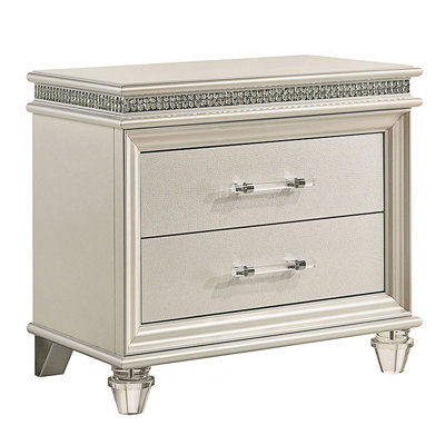 Classic Nightstand, Contemporary 2-Drawers Nightstand