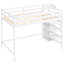 Lit mezzanine blanc avec garde-robe et escalier intégrés - Fabrication en pin pour rangement pleine grandeur dans une chambre à coucher-1603272769