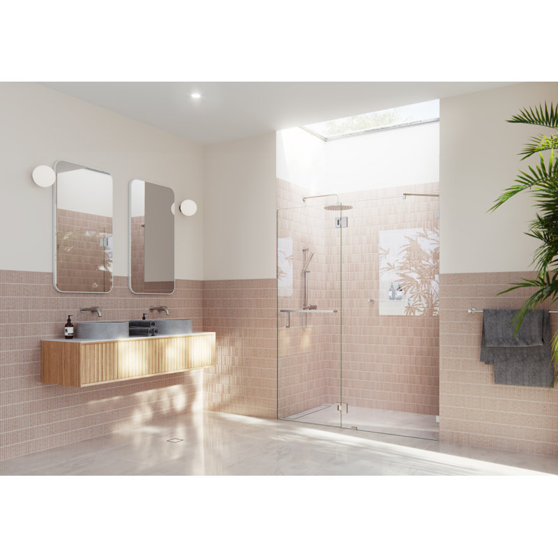 60" W x 78" H Pivot Frameless Shower Door, Brushed Nickel