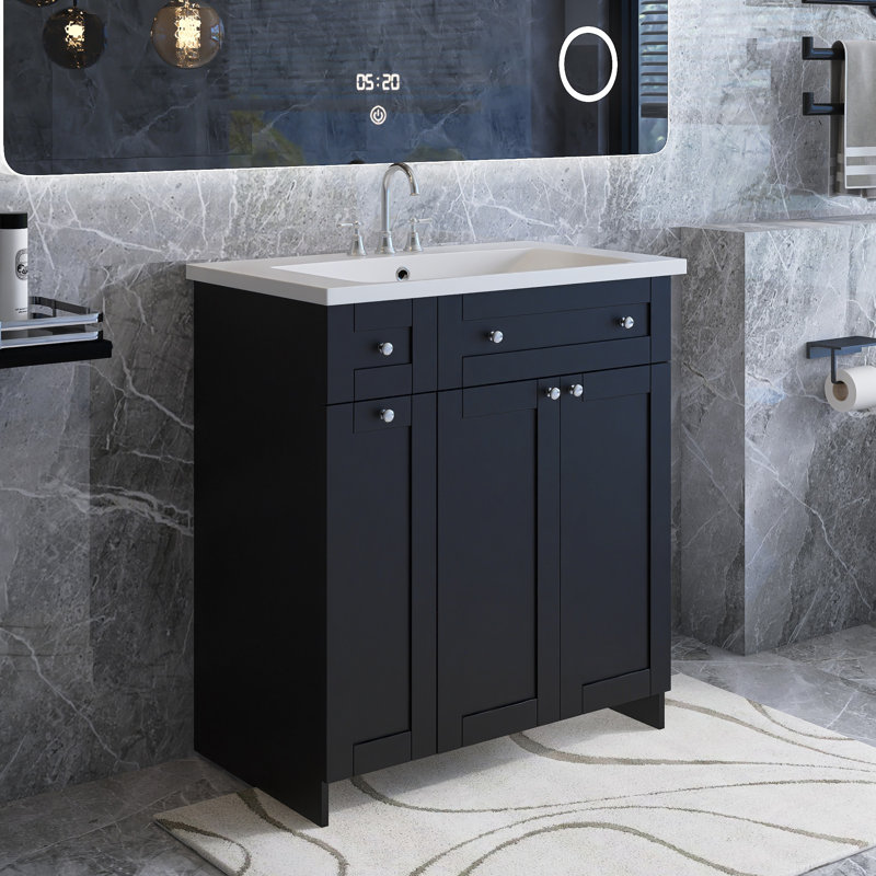 Ensemble de meuble-lavabo simple 30 po Deseria, Bleu