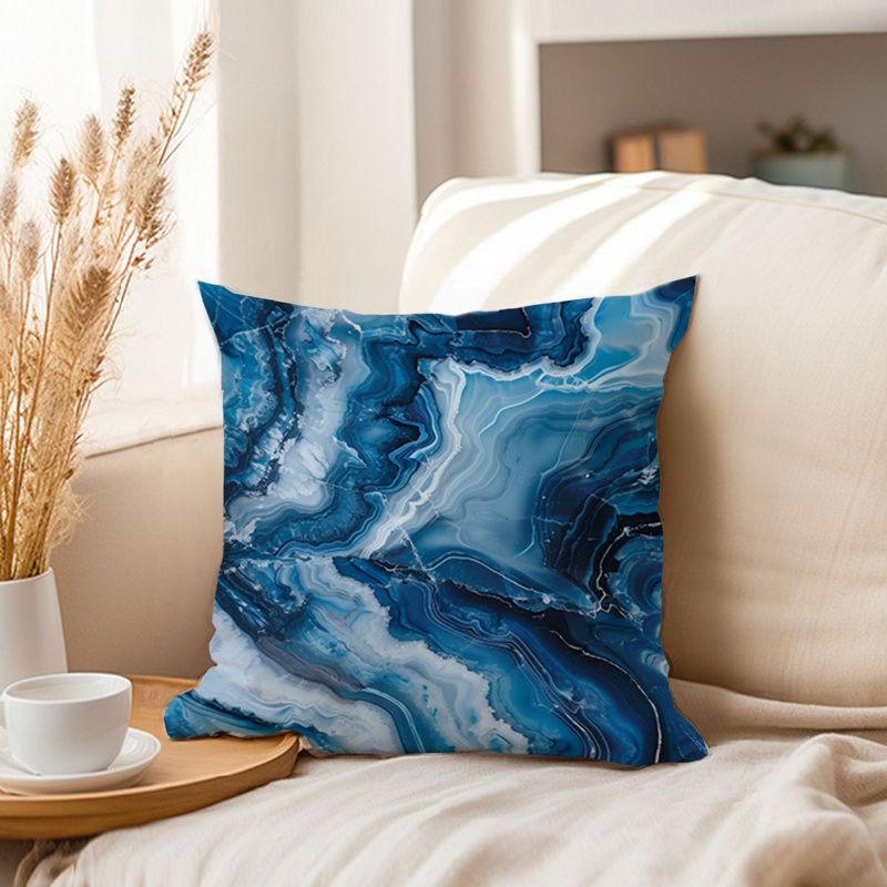 Abstract Blue Marble Crystal Geode I Modern