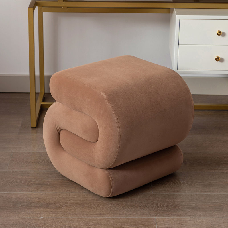 Tabouret de maquillage en S en forme de S, Velours brun