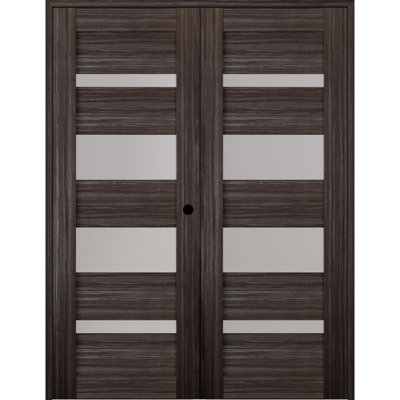 Porte standard lambrissée en bois et verre préfinie Mirella