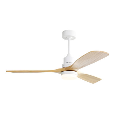 52 Inch Ceiling Fan With Dimmable Led Light 6 Speed Remote 3 Wood Blade Reversible DC Motor For Bedroom