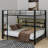 Metal Queen Over Queen Bunk Bed With Storage Cabinets And LED