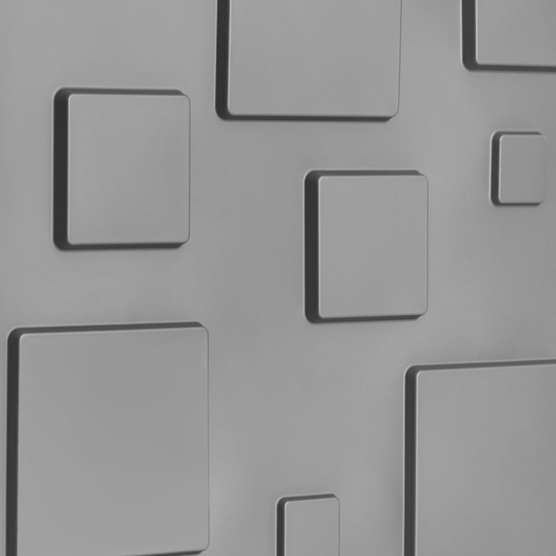 3D Wall Panels With Adhesive Included 19.6" 3D Blocks Design Wall Paneling, Grey Silver