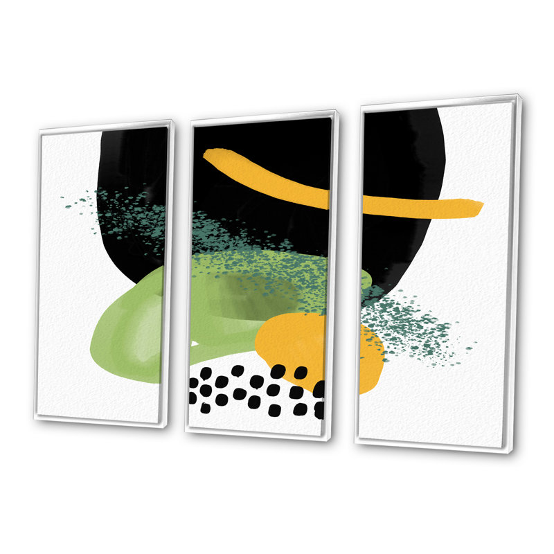 Minimal Retro Abstracts I - ensemble d'art moderne sur toile encadrée moderne de 3, H 28 po x l 36 po x P 1 po, Blanc