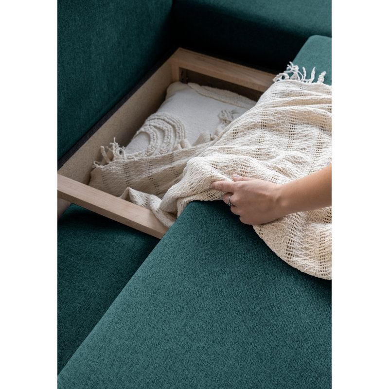 Scandic Lagom 6 Seater Sofa Bed, Turquoise, Right facing