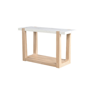 Modern 50'' Sofa Table, Console Table with Natural Wood Frame and White Faux Marble Top for Entryway Hallway Living Room