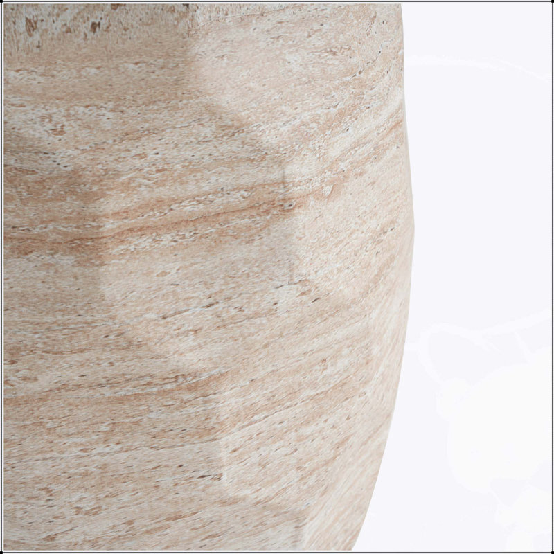 Outdoor/Indoor Lightweight Concrete Side Table with Travertine Finish, Multi-Functional and Durable Design for Versatile Use