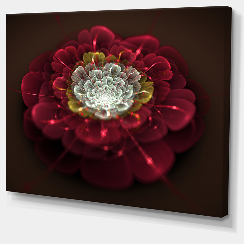 «Red Fractal Flower with White», impression sur toile tendue, H 20 po x l 20 po x P 1 po, Toile tendue