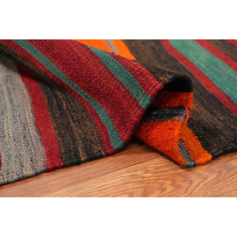 Tapis rayé en laine 7 x 11