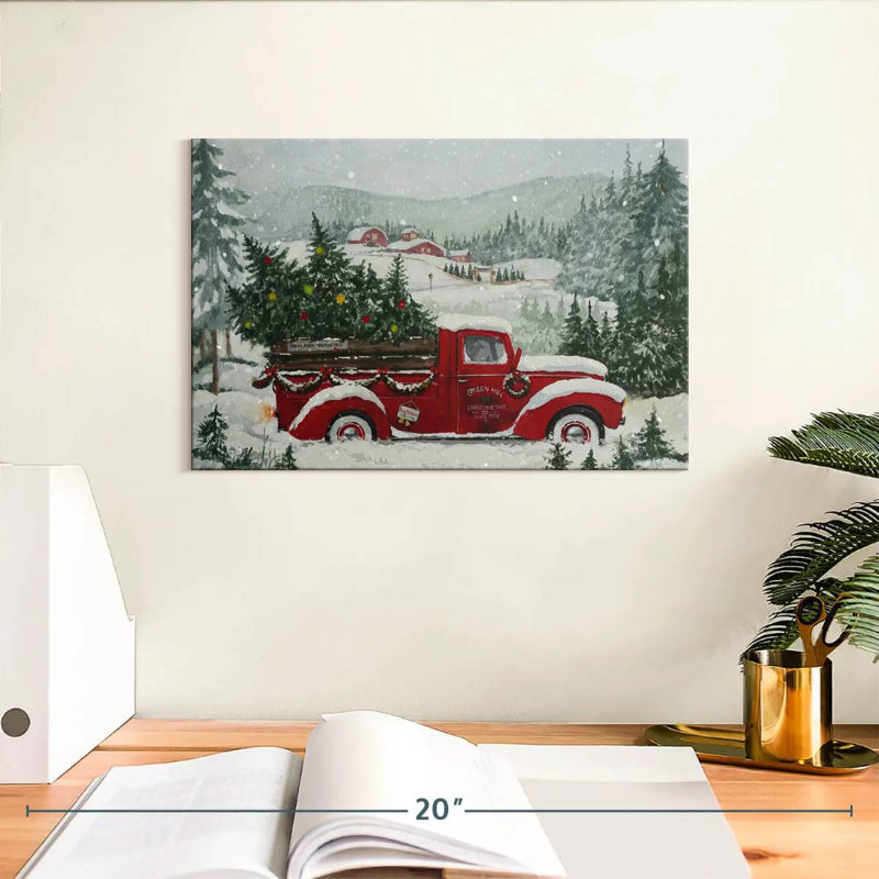 Camion rouge de Noël, H 8 po x l 12 po