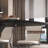 Simple black rock slab rectangular table set-110666163