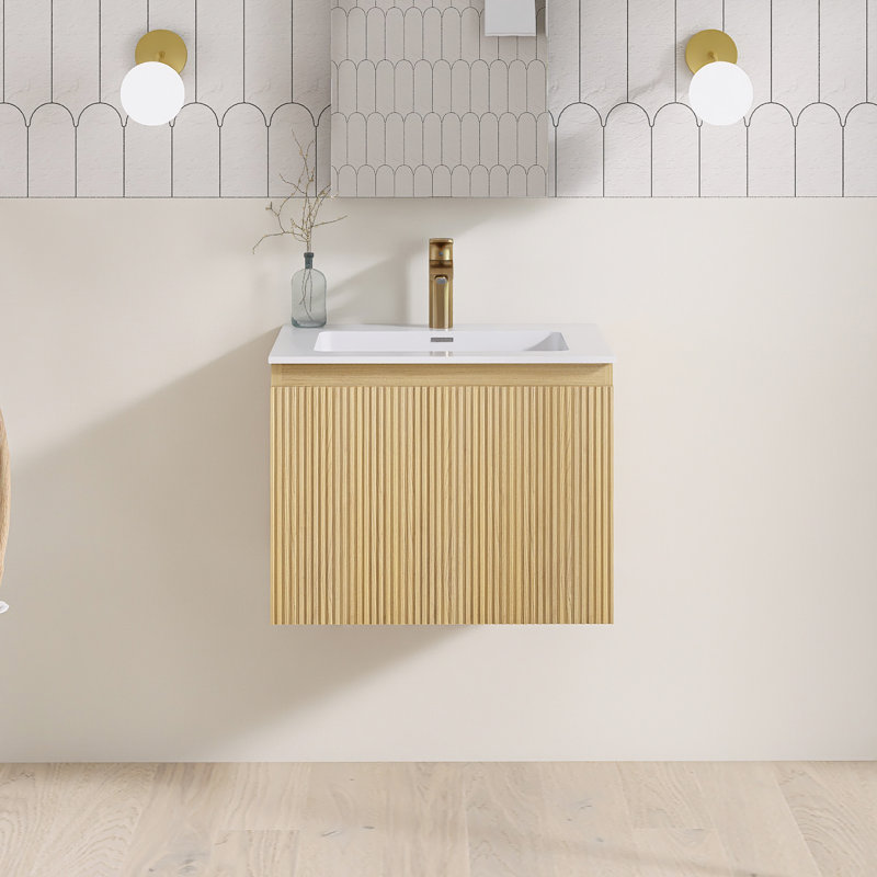 Meuble-lavabo simple 24 po avec plateau en résine intégré 24 po