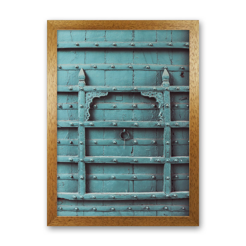 Blue Door 1 Piece Wall Art, 63cm H x 46cm W x 3cm D, Oak Framed