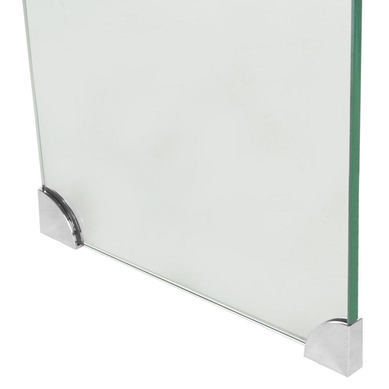 Elegant Haslemere 44'' Glass Sofa Table – Minimalist Tempered Glass Sofa Table with Sculptural Look