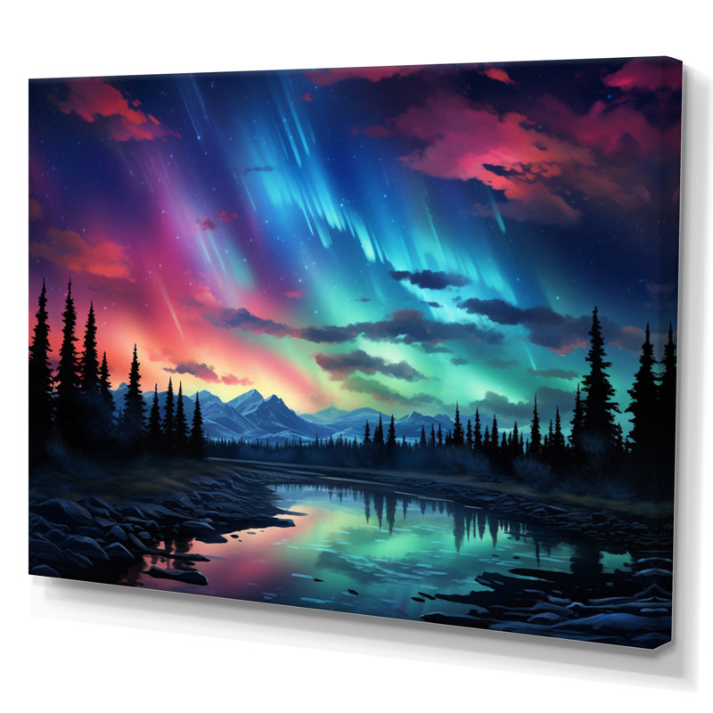 Lumière polaire Canada III sur toile, Toile tendue, H 16 po x l 32 po x P 1 po