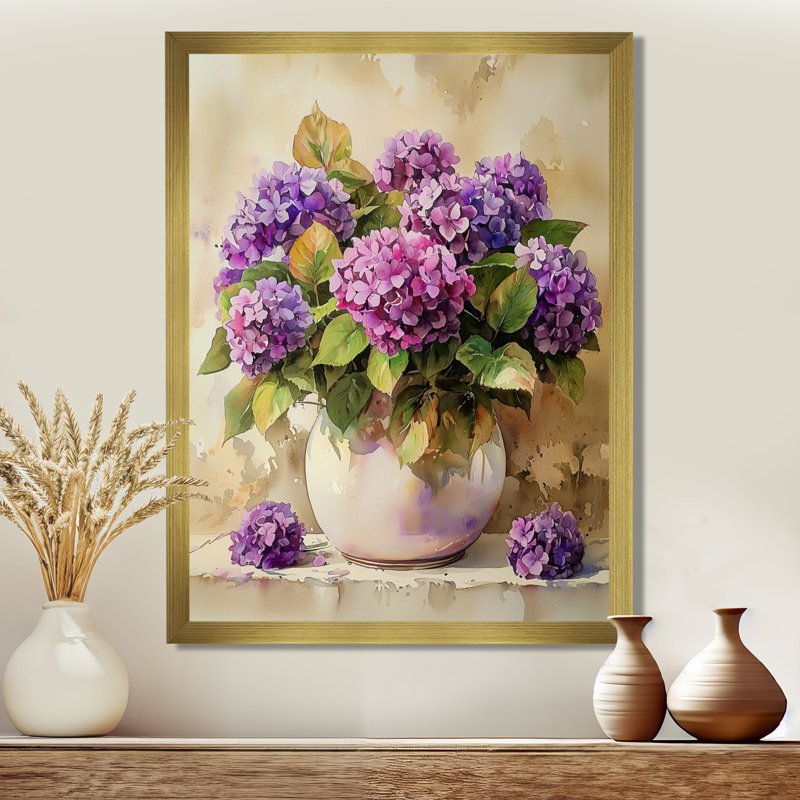 Susie - Art mural floral, H 20 po x l 12 po, Picture Framed, Doré