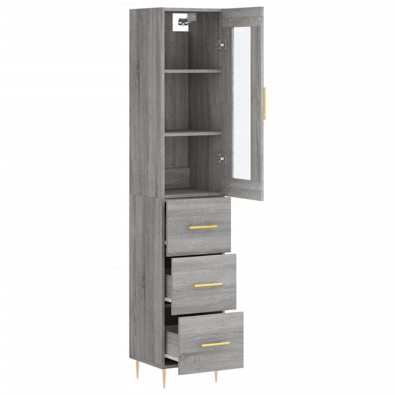 Jona Display Cabinet, Grey Sonoma