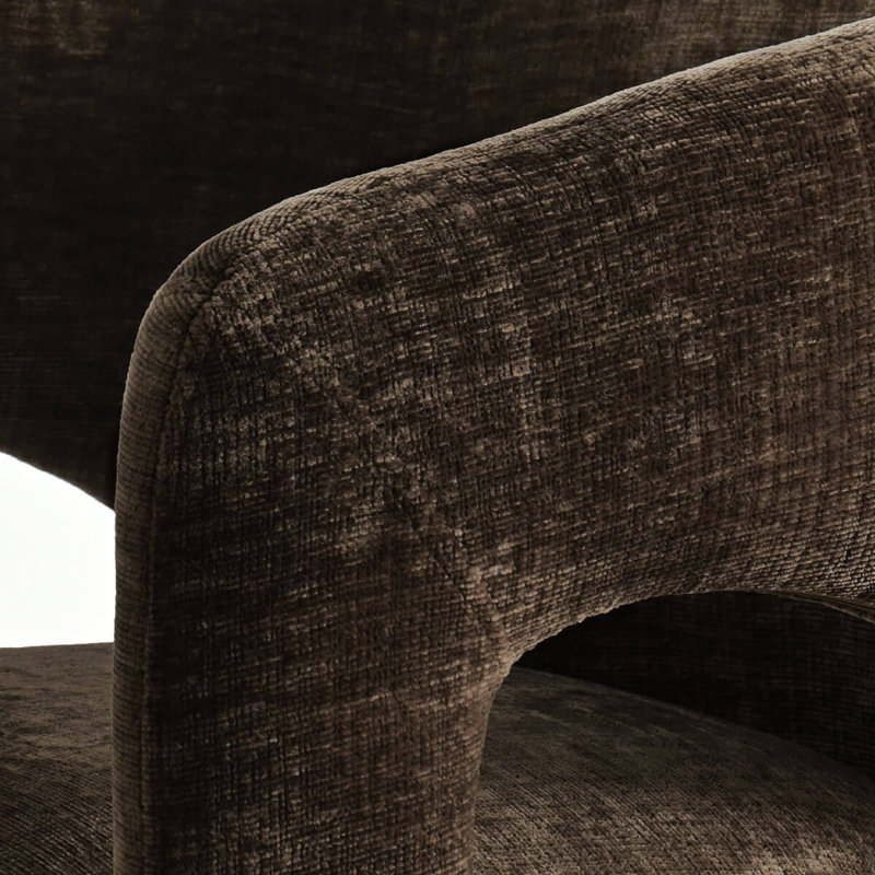  Ensemble de 4 chaises de baril rembourrées Modern, Chocolat / Brun