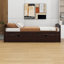 Lit plateforme simple avec 2 tiroirs de rangement, lit de jour en bois avec support à lattes, tête et pied de lit