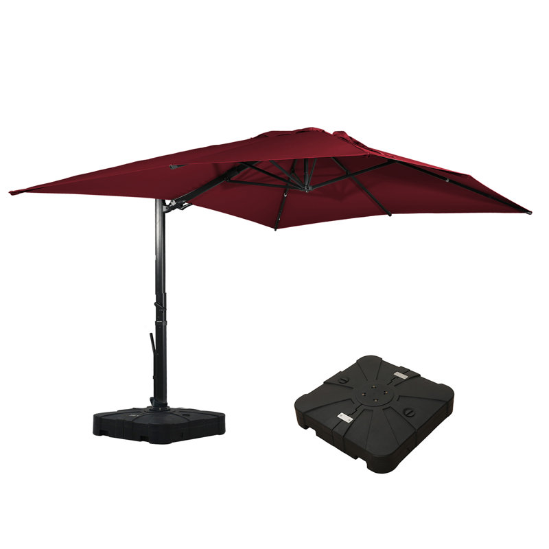 Parasol rectangulaire en porte-à-faux 13 pi x 10 pi Moona, Rouge