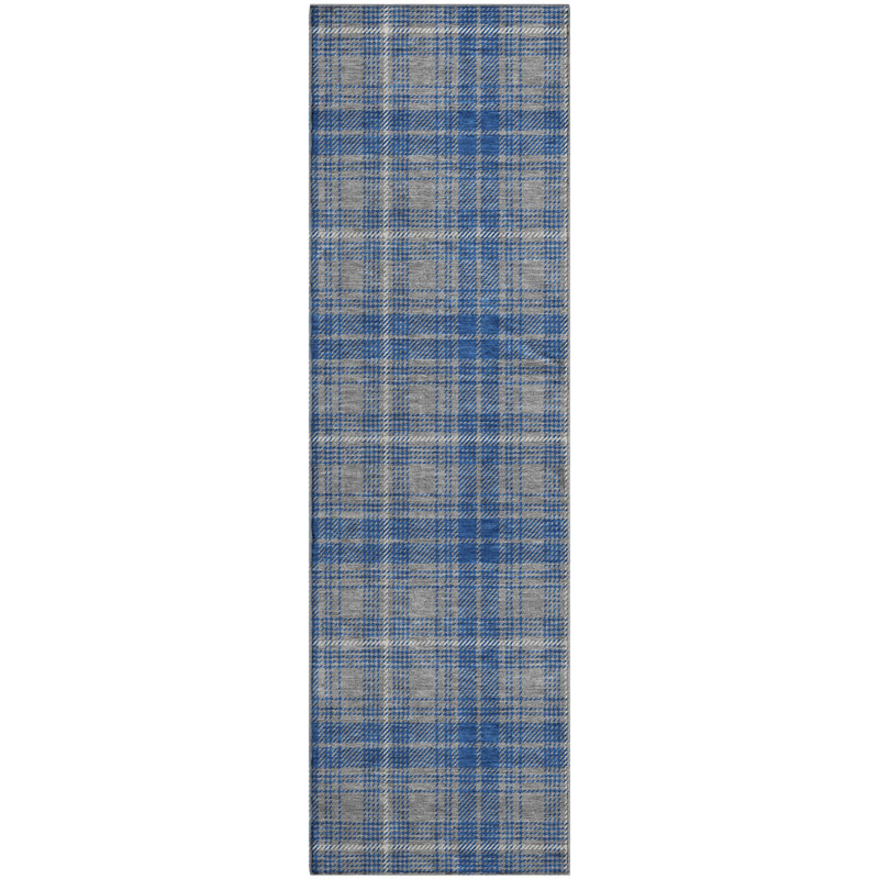 Premium Machine Washable Natoma AMF993 Plaid Rug, Runner 2'3" x 7'6"