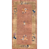 Antique Floral Wool Hand Knotted Pile 1920's Chinese Deco Rug