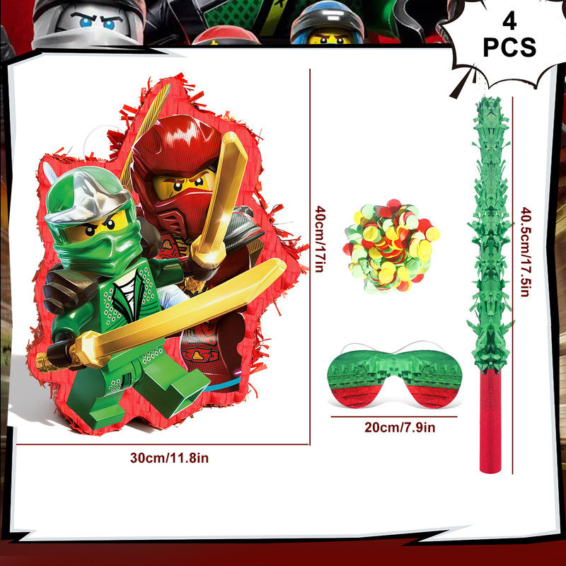 4 Pcs Ninja Pinatas Bundle - Ninja Theme Piñata