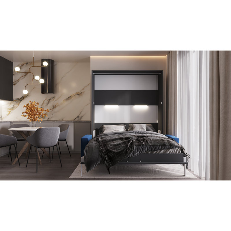 Neidelin Upholstered Bed, Grey/Navy