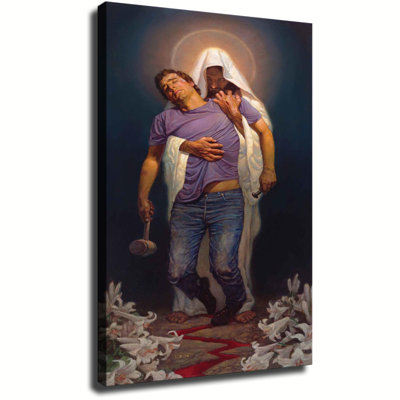 Watchers in The Night with Forgiven Jesus Christ Canvas Wall Art Framed Ready to Hang Living Room Bedroom Home Decor