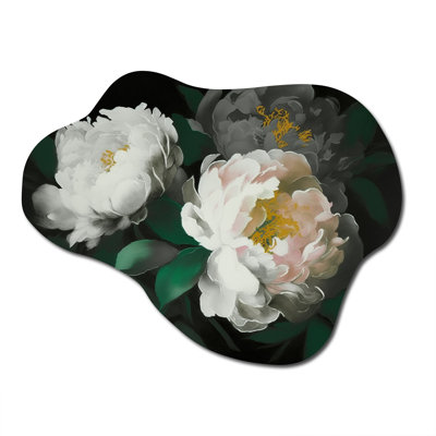 Incera - Floral Peony Cloud Shape Assymterical Metal Wall Art